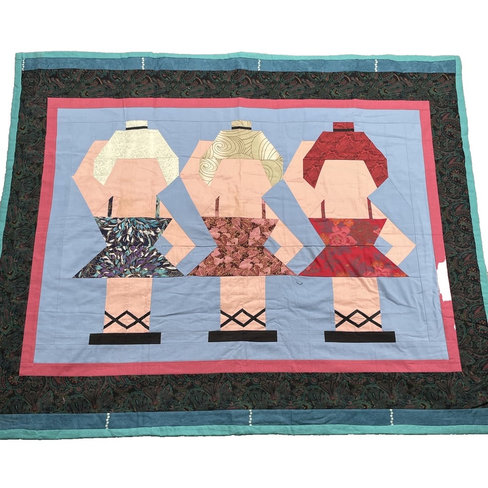 VTG Patchwork Blanket 35.5 x 40‎ Contemporary Boho Ballet Tapestry Retro Throw